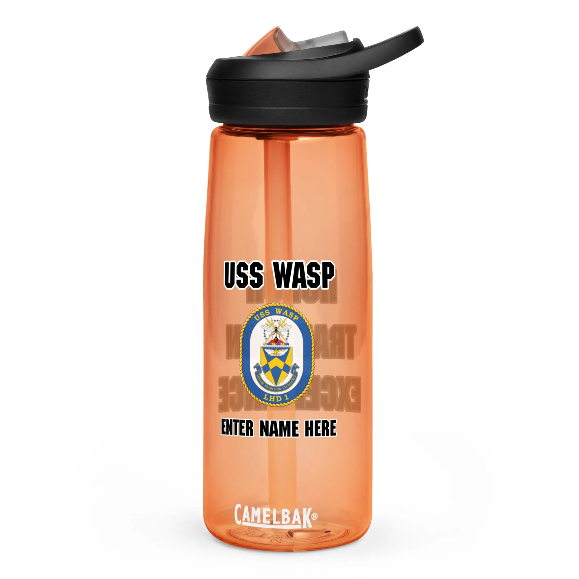 USS Wasp (LHD 1) Customizable Sports water bottle