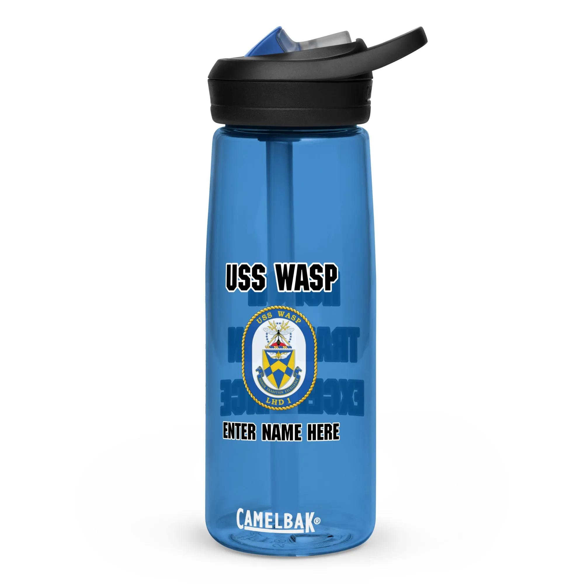 USS Wasp (LHD 1) Customizable Sports water bottle