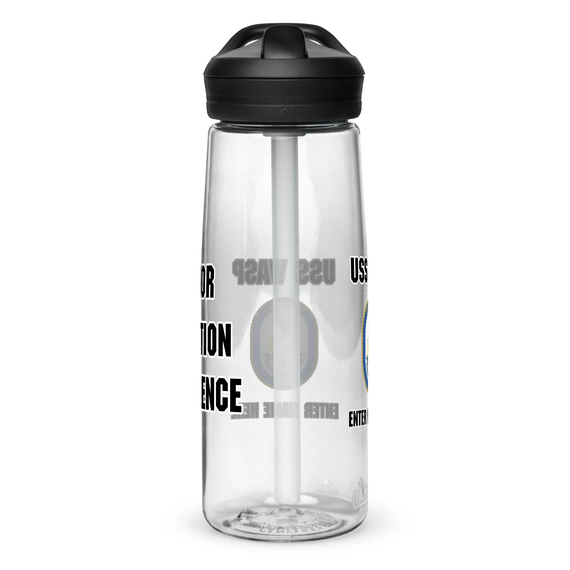 USS Wasp (LHD 1) Customizable Sports water bottle