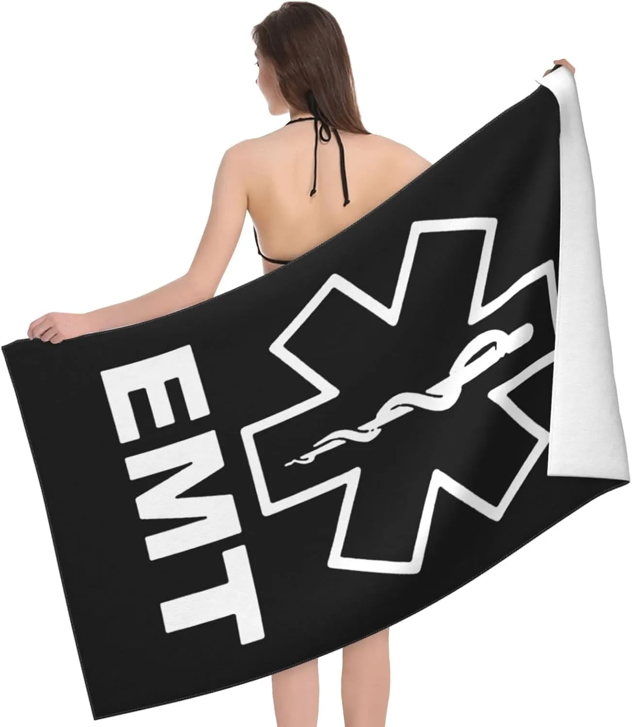V2 EMT Emergency Medical Technician 911 Beach Towels Vacation Essentials Quick Dry Sand Free Oversized Bath Pool Swim Towel Extra Large Absorbent Bathroom Towels Adult Travel Accessories