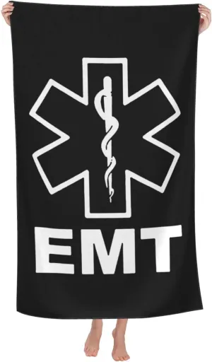 V2 EMT Emergency Medical Technician 911 Beach Towels Vacation Essentials Quick Dry Sand Free Oversized Bath Pool Swim Towel Extra Large Absorbent Bathroom Towels Adult Travel Accessories