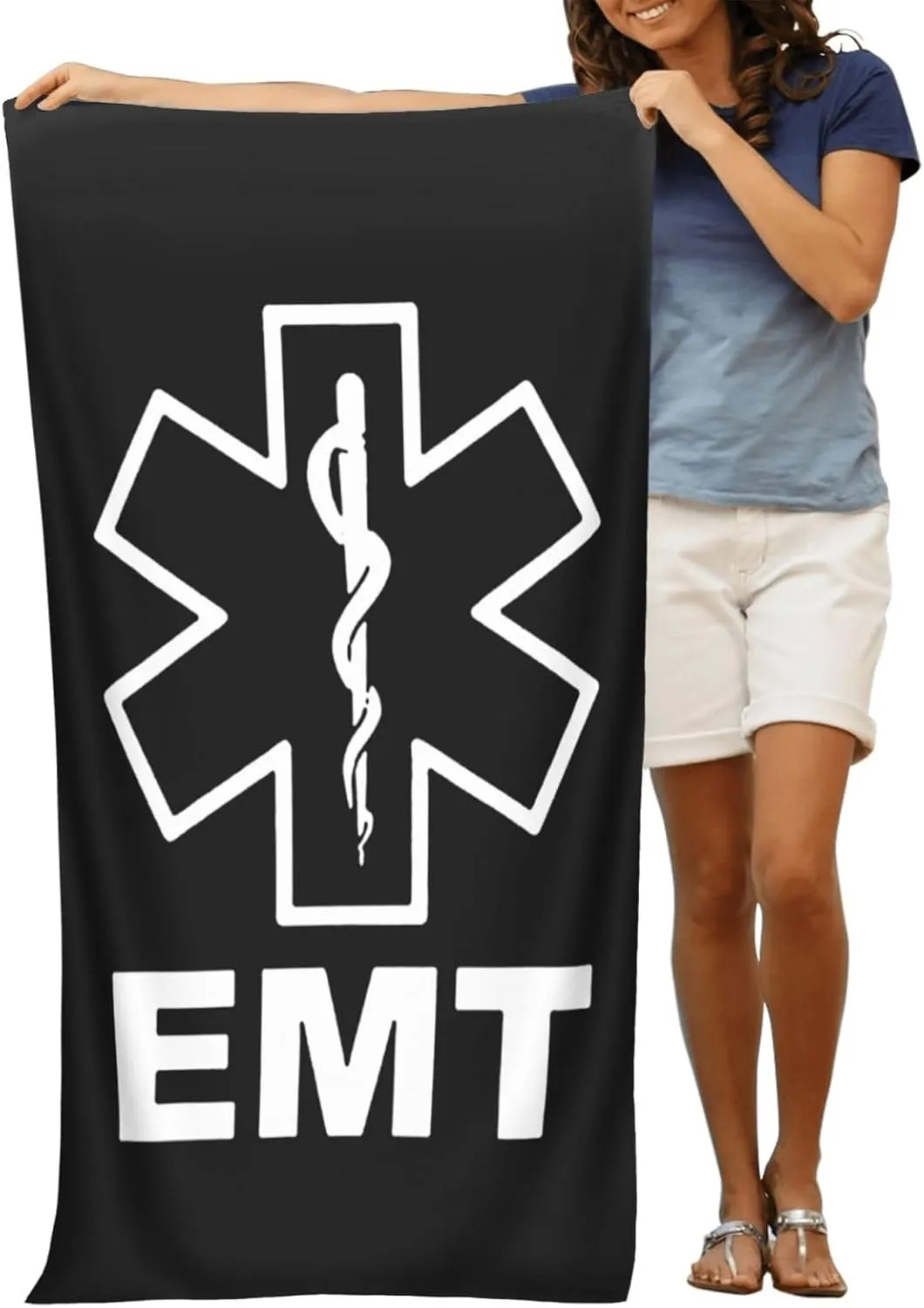 V2 EMT Emergency Medical Technician 911 Beach Towels Vacation Essentials Quick Dry Sand Free Oversized Bath Pool Swim Towel Extra Large Absorbent Bathroom Towels Adult Travel Accessories