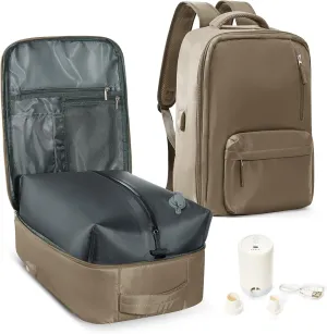 Vacuum Seal Backpack for Travel with Air Pump Vacpack Airback Carry on Flight Approved Compression Daypack Laptop Space Saver Bags Storage with Vacuum System 18x14x8 inches Travel Bag Women Men Khaki