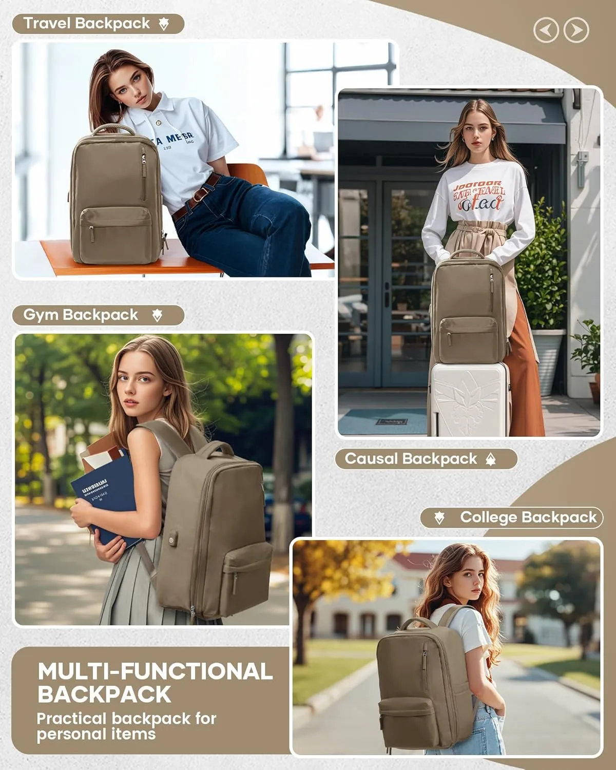 Vacuum Seal Backpack for Travel with Air Pump Vacpack Airback Carry on Flight Approved Compression Daypack Laptop Space Saver Bags Storage with Vacuum System 18x14x8 inches Travel Bag Women Men Khaki