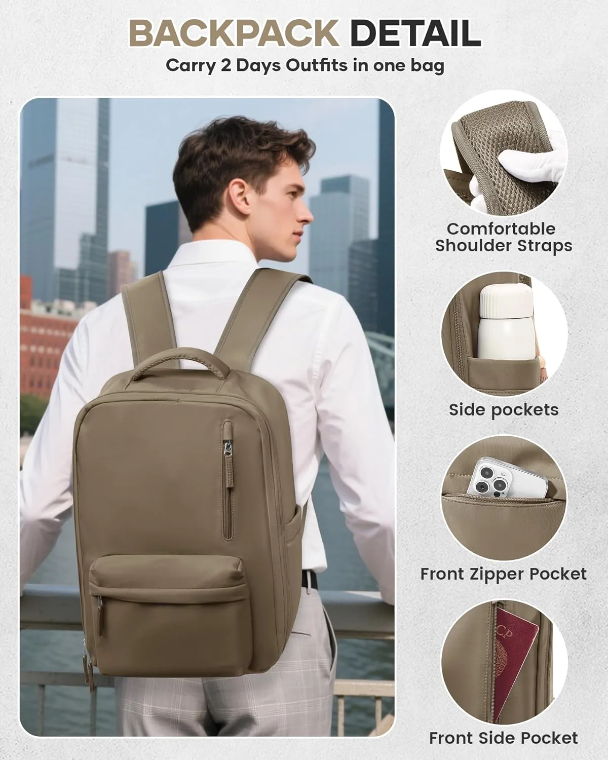 Vacuum Seal Backpack for Travel with Air Pump Vacpack Airback Carry on Flight Approved Compression Daypack Laptop Space Saver Bags Storage with Vacuum System 18x14x8 inches Travel Bag Women Men Khaki