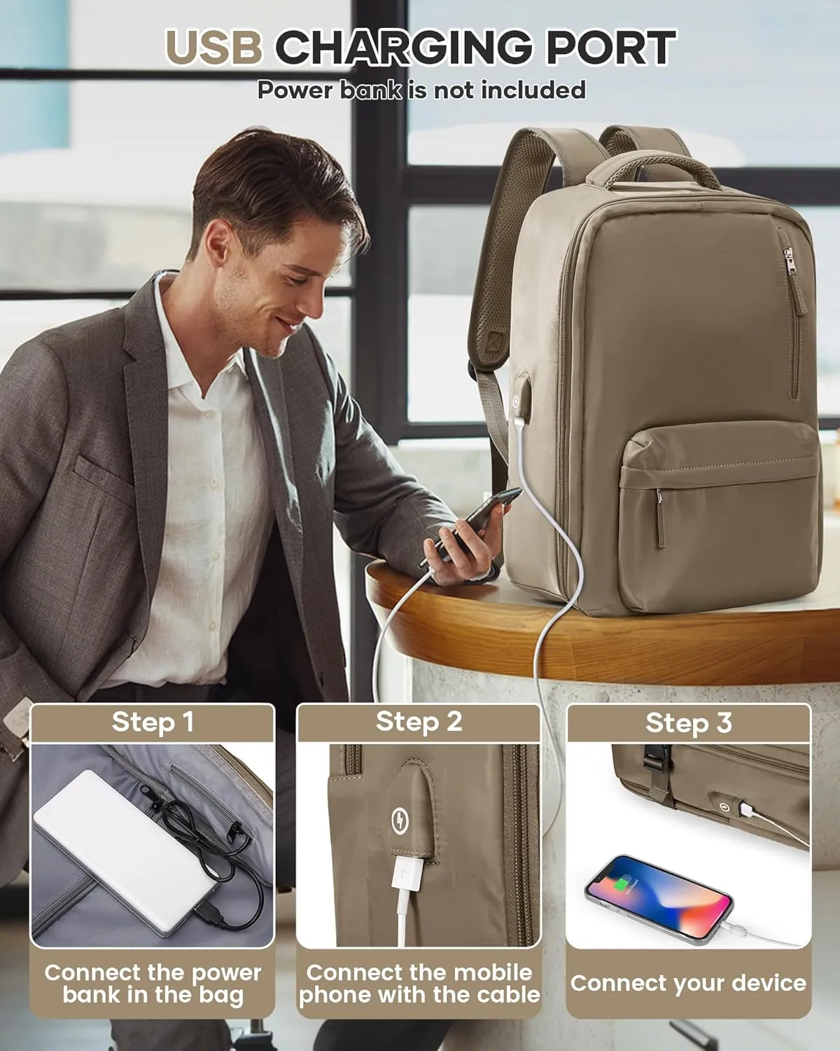 Vacuum Seal Backpack for Travel with Air Pump Vacpack Airback Carry on Flight Approved Compression Daypack Laptop Space Saver Bags Storage with Vacuum System 18x14x8 inches Travel Bag Women Men Khaki