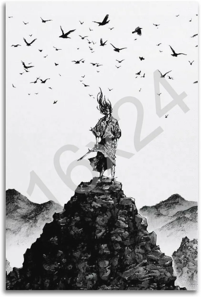 Vagabond - Classic Manga Posters And Print Canvas Paintings by Miyamoto Musashi, Suitable for Living Room Bedroom Decoration-gigapixel-scale-2x Poster for Room Aesthetic Posters & Prints on Canvas Wal
