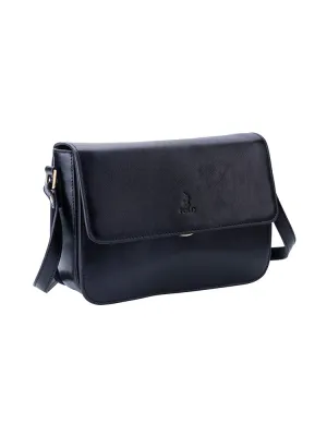 Vega Leather Flapover Sling Bag - Black