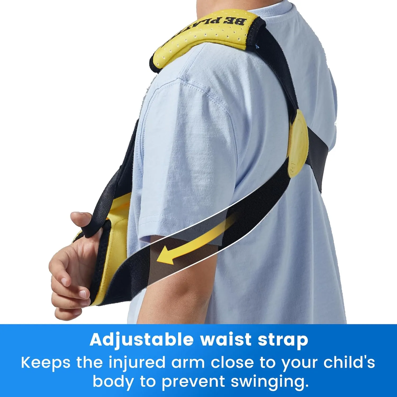 Velpeau Kids Arm Sling Shoulder Immobilizer with Waist Strap, Sponge Filled Design, Arm Support Brace for Children, Boys, Girls (Comfort Version, Duck Print, Right, 2XS: Bust 19″-23.5″)