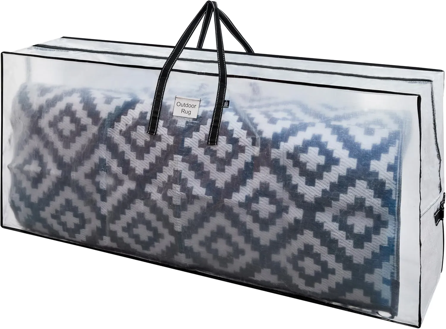 VENO Extra Large Clear Storage Bag - Fits 5Ft Rug, 9 Ft Artificial Christmas Trees, Camping Tent, Beach Umbrella, Folding Chairs, Heavy Duty Bags with Zipper, Durable Handles, and Labeling Card Slot