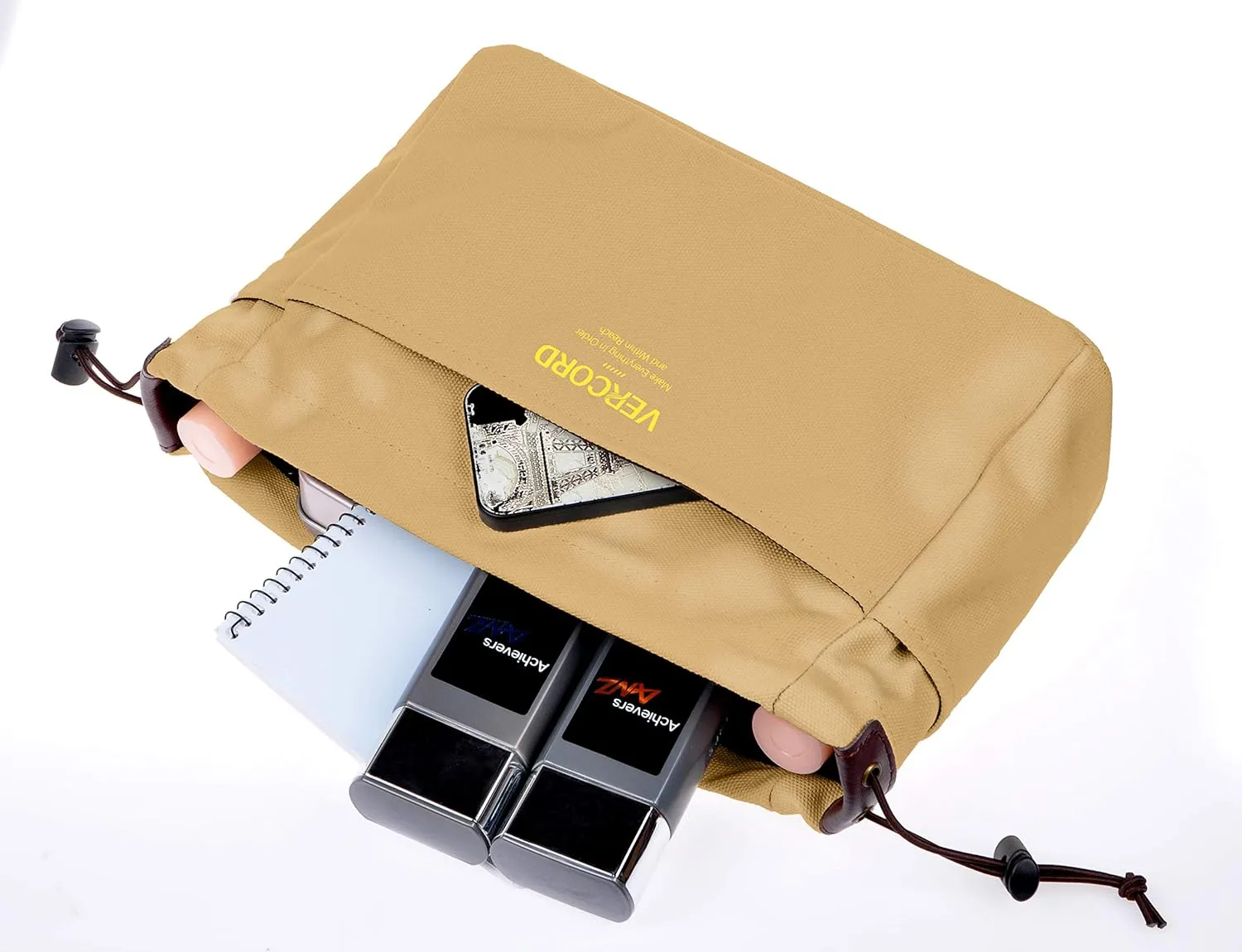 Vercord Canvas Handbag Organizers, Sturdy Purse Insert Organizer Bag in Bag, 10 Pockets Khaki Large