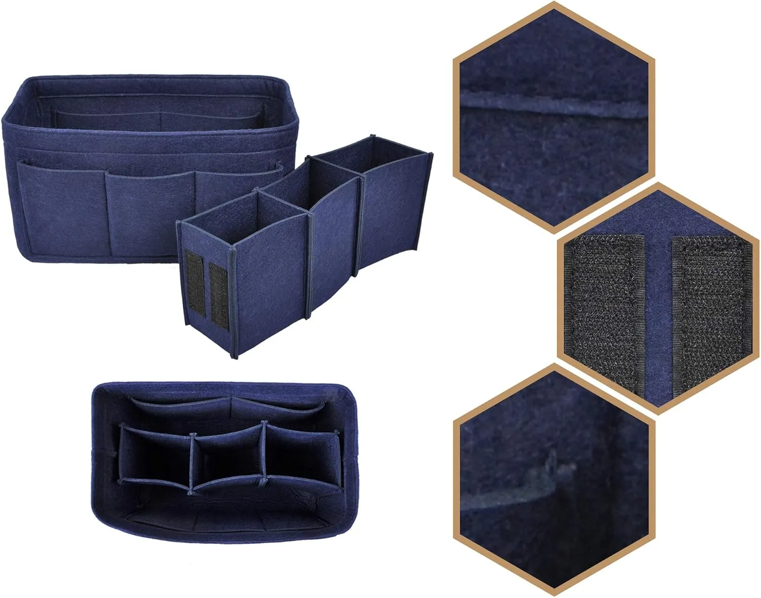 Vercord Felt Purse Organizer Handbag Insert Liner Shaper Bag in Bags for Speedy Neverfull Tote Navy Small