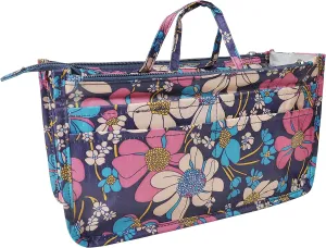 Vercord Patterned Purse Handbag Tote Pocketbook Bag Organizer Insert with Zipper Handle for Women Medium Flowers