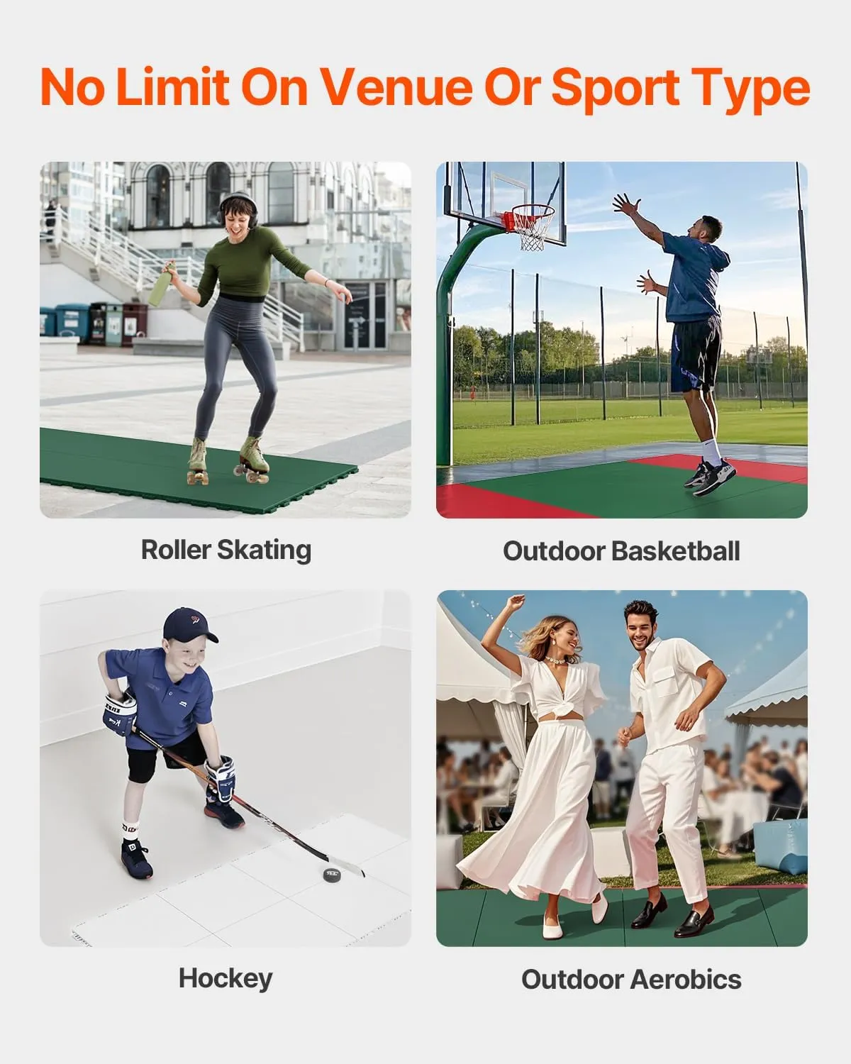 VEVOR Dryland Tiles for Hockey Floor Mat, 12 x 12 in Interlocking Versatile Training Surface, Dance Floor Tiles, Hockey Training Equipment Board for Shooting
