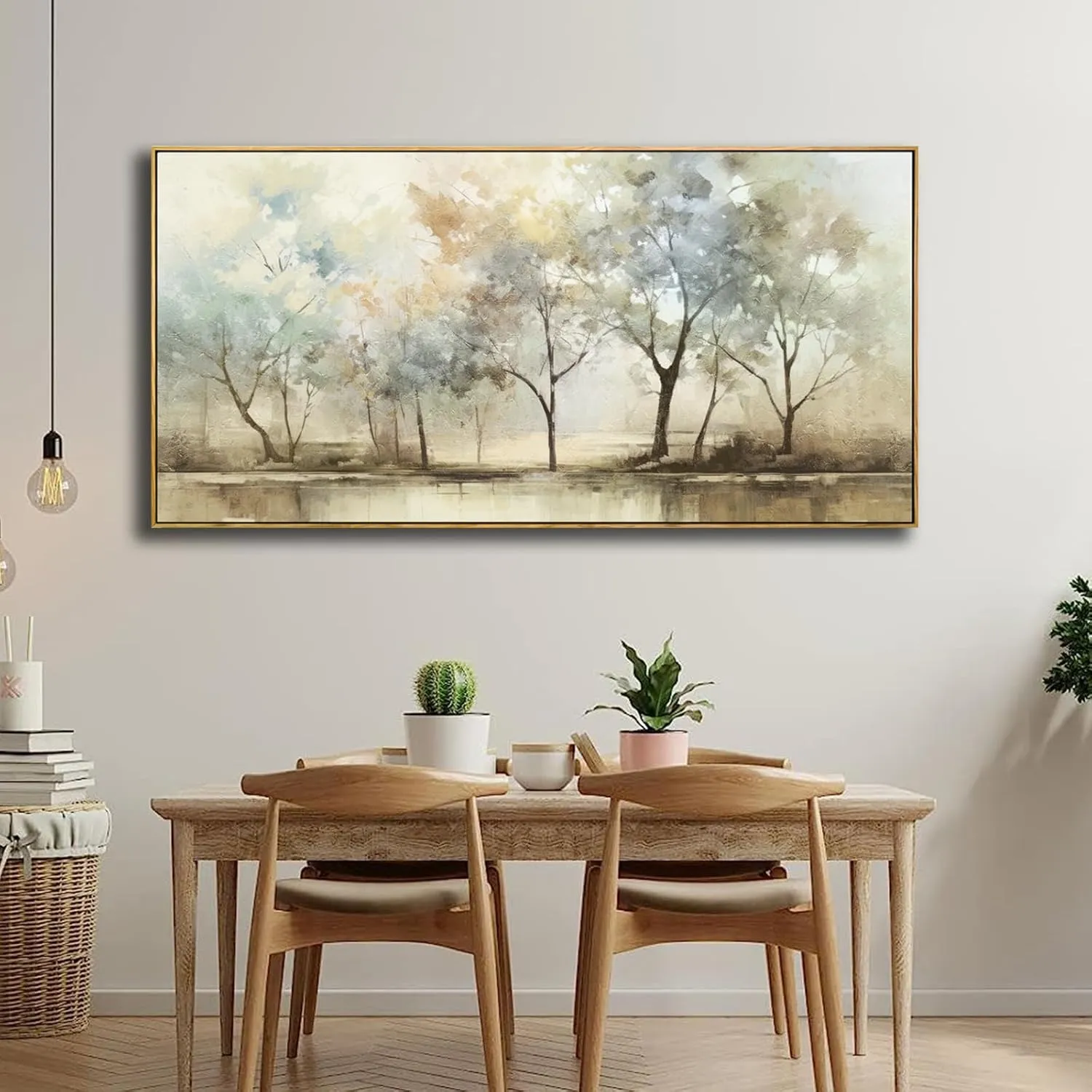 VHMING Abstract Wall Art Artwork Retro Trees Pictures Decor Canvas Painting Framed Ready to Hang Living Room Bedroom and Office Wall Decor 20x40 Inch