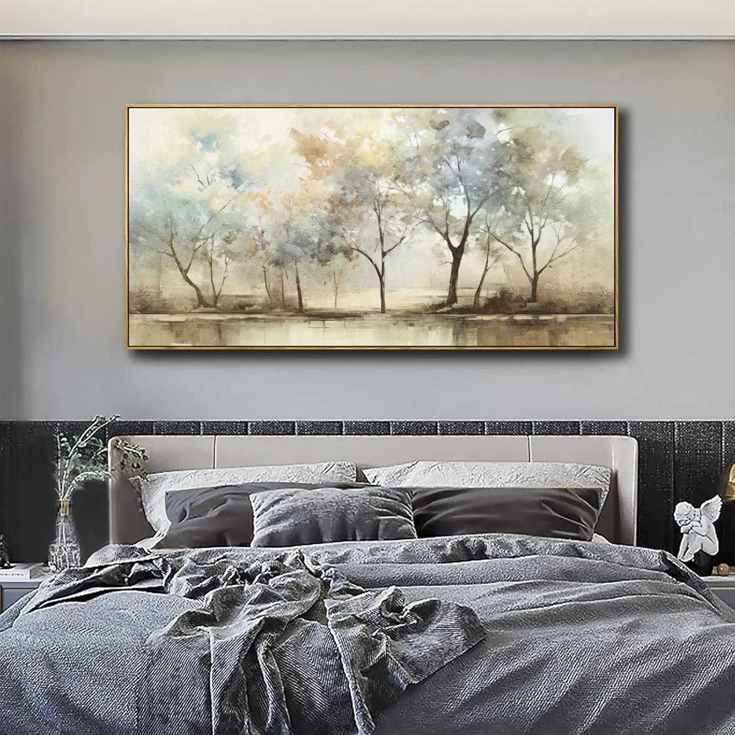 VHMING Abstract Wall Art Artwork Retro Trees Pictures Decor Canvas Painting Framed Ready to Hang Living Room Bedroom and Office Wall Decor 20x40 Inch