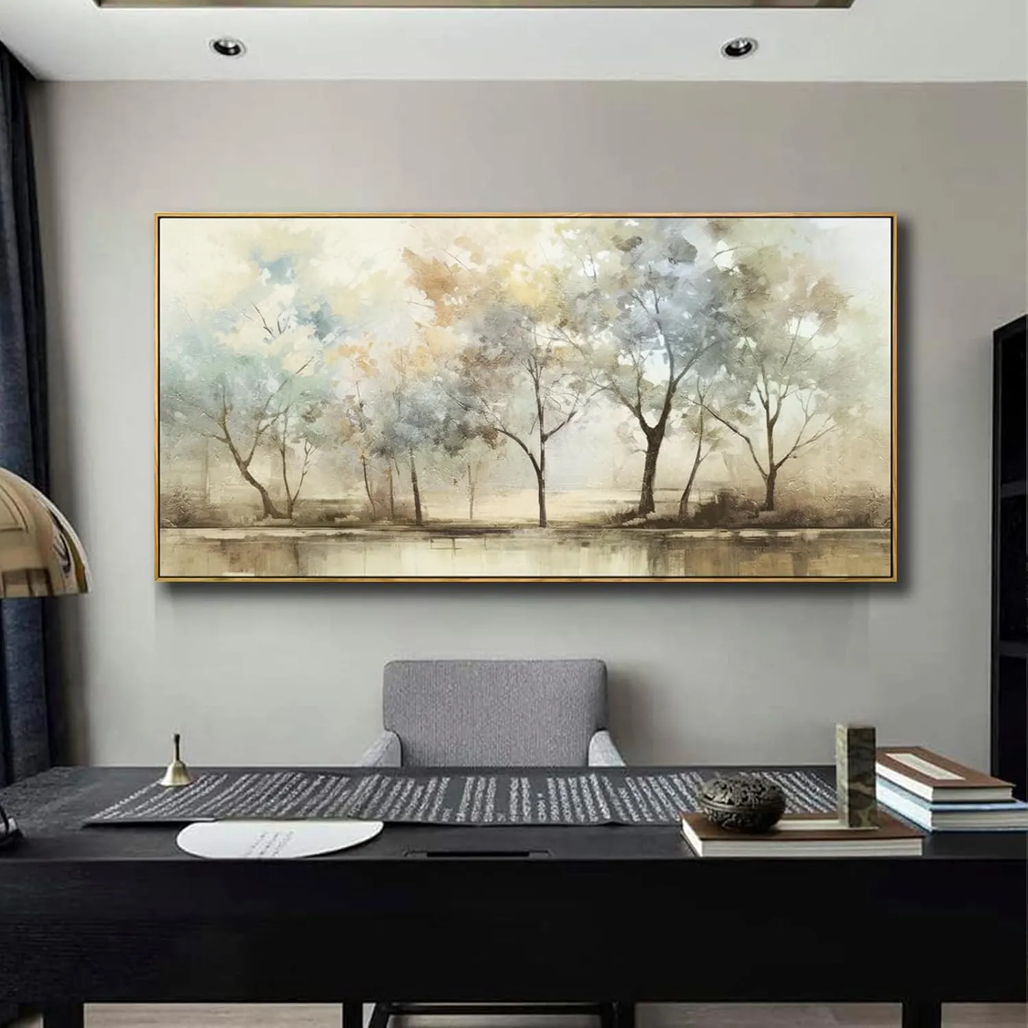 VHMING Abstract Wall Art Artwork Retro Trees Pictures Decor Canvas Painting Framed Ready to Hang Living Room Bedroom and Office Wall Decor 20x40 Inch