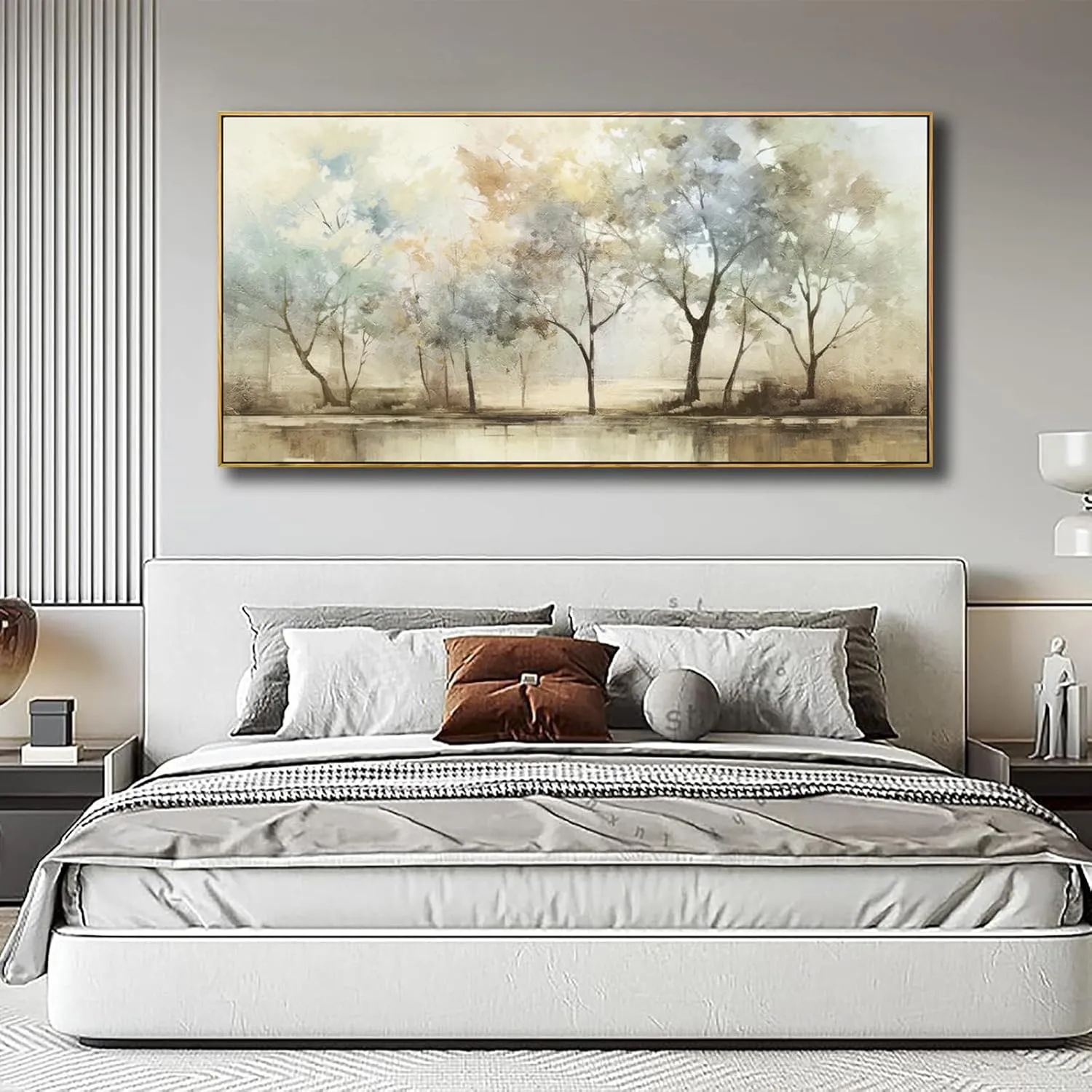 VHMING Abstract Wall Art Artwork Retro Trees Pictures Decor Canvas Painting Framed Ready to Hang Living Room Bedroom and Office Wall Decor 20x40 Inch