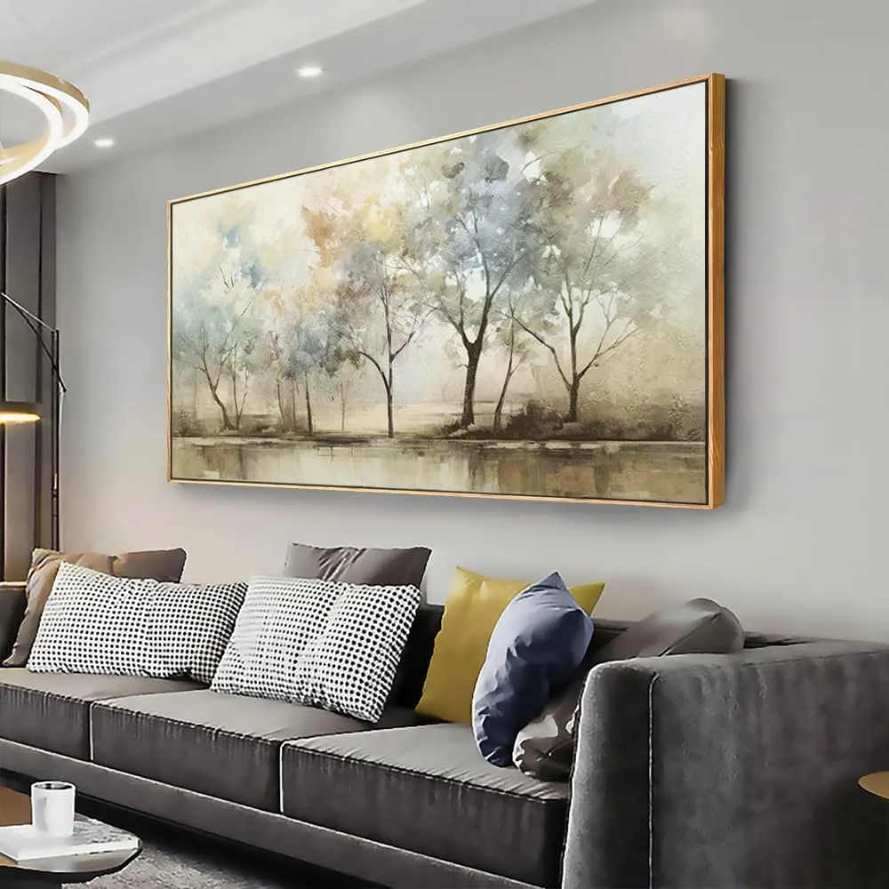 VHMING Abstract Wall Art Artwork Retro Trees Pictures Decor Canvas Painting Framed Ready to Hang Living Room Bedroom and Office Wall Decor 20x40 Inch