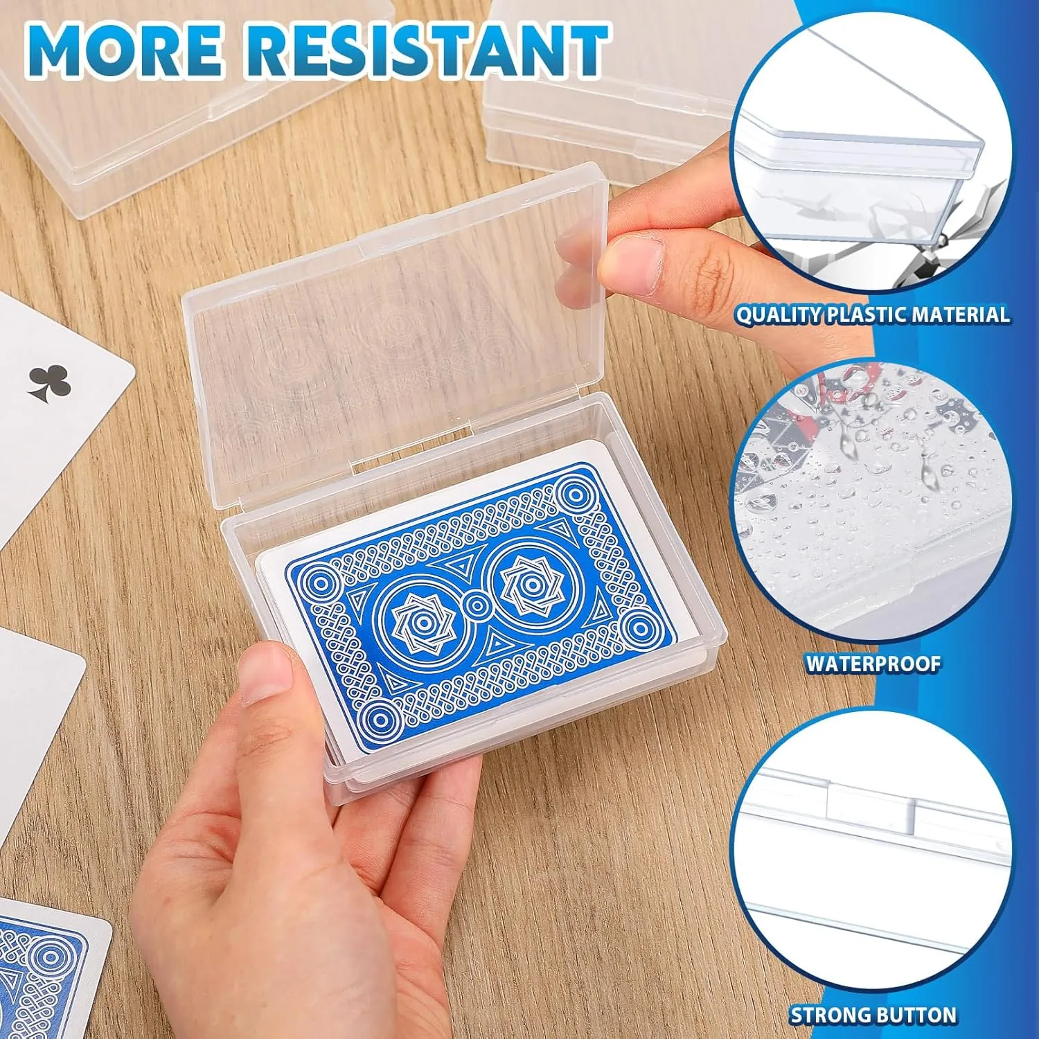 Vicenpal 80 Pcs Playing Card Box Clear Trading Card Case Storage Organizer for Bank Business Gaming, 3.86 x 2.91 x 0.94 Inch