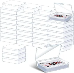 Vicenpal 80 Pcs Playing Card Box Clear Trading Card Case Storage Organizer for Bank Business Gaming, 3.86 x 2.91 x 0.94 Inch