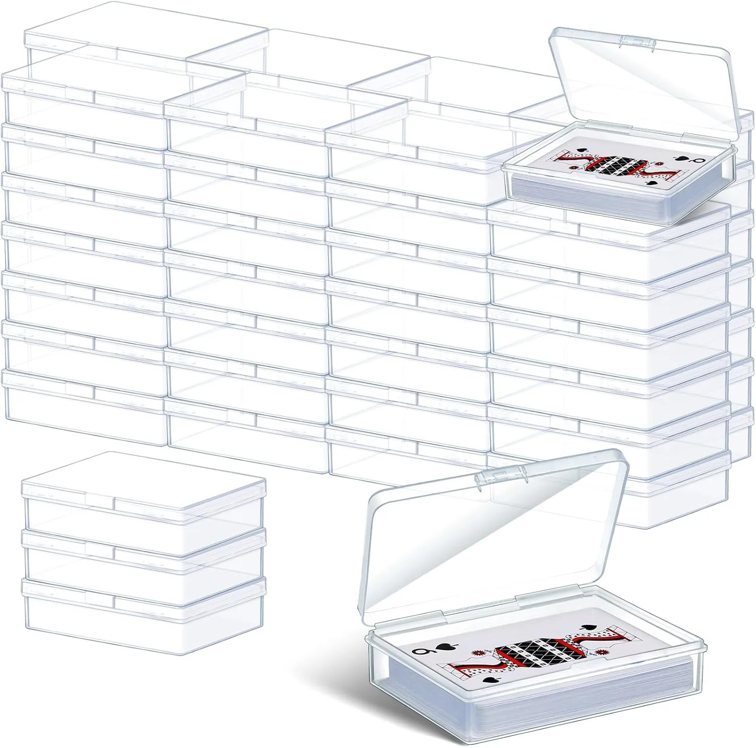 Vicenpal 80 Pcs Playing Card Box Clear Trading Card Case Storage Organizer for Bank Business Gaming, 3.86 x 2.91 x 0.94 Inch