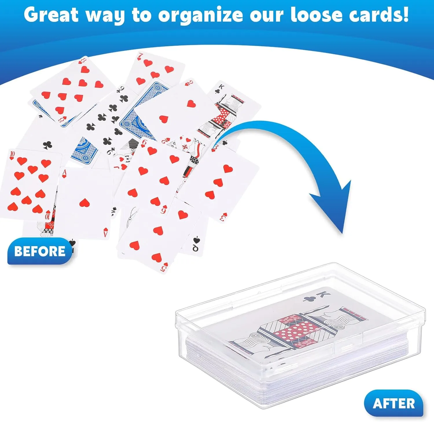 Vicenpal 80 Pcs Playing Card Box Clear Trading Card Case Storage Organizer for Bank Business Gaming, 3.86 x 2.91 x 0.94 Inch