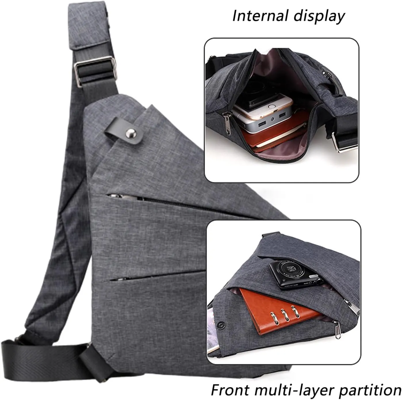 VIED Anti Theft Crossbody Bag, Anti Theft Travel Bag (Brown,Right Shoulder)