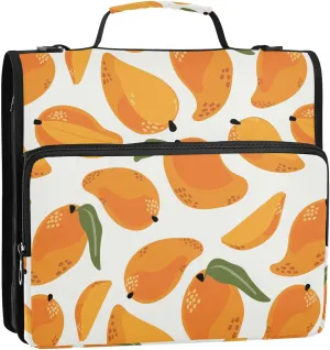 VIGTRO Abstract Mango 1.5 Inch 3 Ring Case Zipper Binder Organizer Bag with Shoulder Strap and Handle Multi-Pocket File Folder for Office Supplies