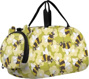VIGTRO Colorful Bees Flowers Kids Overnight Travel Duffel Bag Sport Gym Bag for Boys Girls with Shoe Compartment, Carry On Weekender Luggage Bag for Dance Swim Yoga