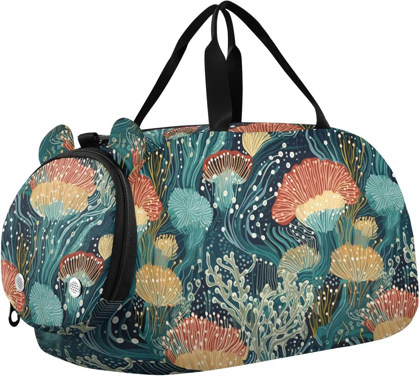 VIGTRO Coral Reef Pattern Kids Overnight Travel Duffel Bag Sport Gym Bag for Boys Girls with Shoe Compartment, Carry On Weekender Luggage Bag for Dance Swim Yoga