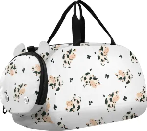 VIGTRO Cute Cow Cartoon Cattle Kids Overnight Travel Duffel Bag Sport Gym Bag for Boys Girls with Shoe Compartment, Carry On Weekender Luggage Bag for Dance Swim Yoga