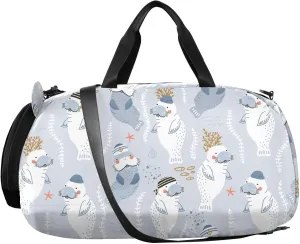 VIGTRO Cute Seal Water Kids Overnight Travel Duffel Bag Sport Gym Bag for Boys Girls with Shoe Compartment, Carry On Weekender Luggage Bag for Dance Swim Yoga