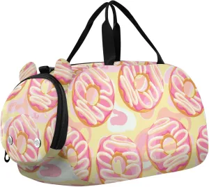 VIGTRO Delicious Fresh Sweet Donut Kids Overnight Travel Duffel Bag Sport Gym Bag for Boys Girls with Shoe Compartment, Carry On Weekender Luggage Bag for Dance Swim Yoga