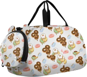 VIGTRO Donuts Pattern Background Kids Overnight Travel Duffel Bag Sport Gym Bag for Boys Girls with Shoe Compartment, Carry On Weekender Luggage Bag for Dance Swim Yoga