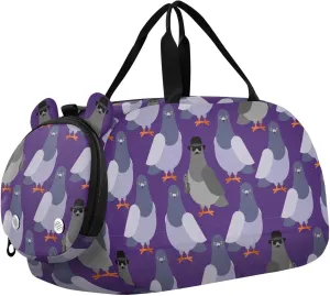 VIGTRO Dove Pattern and Pigeon Spy Kids Overnight Travel Duffel Bag Sport Gym Bag for Boys Girls with Shoe Compartment, Carry On Weekender Luggage Bag for Dance Swim Yoga