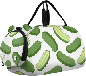 VIGTRO Fresh Vegetable Cucumber Kids Overnight Travel Duffel Bag Sport Gym Bag for Boys Girls with Shoe Compartment, Carry On Weekender Luggage Bag for Dance Swim Yoga