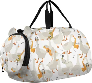 VIGTRO Geese with Musical Instruments Kids Overnight Travel Duffel Bag Sport Gym Bag for Boys Girls with Shoe Compartment, Cartoon Carry On Weekender Luggage Bag for Dance Swim Yoga