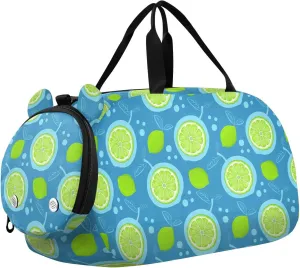 VIGTRO Lime Green Kids Overnight Travel Duffel Bag Sport Gym Bag for Boys Girls with Shoe Compartment, Blue Carry On Weekender Luggage Bag for Dance Swim Yoga