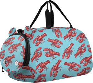 VIGTRO Marine Red Crayfish Kids Overnight Travel Duffel Bag Sport Gym Bag for Boys Girls with Shoe Compartment, Carry On Weekender Luggage Bag for Dance Swim Yoga