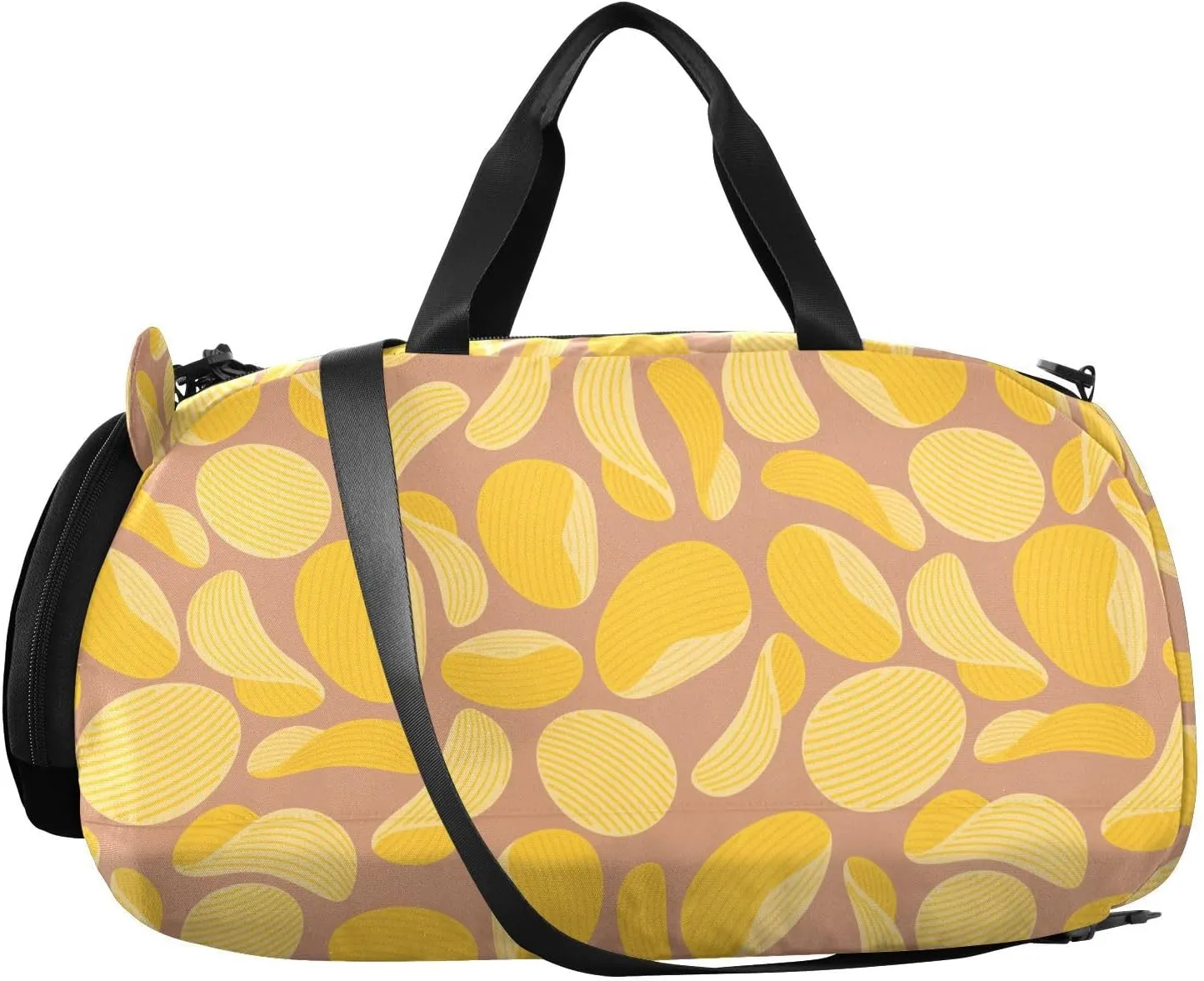 VIGTRO Potato Chips Pattern Kids Overnight Travel Duffel Bag Sport Gym Bag for Boys Girls with Shoe Compartment, Carry On Weekender Luggage Bag for Dance Swim Yoga