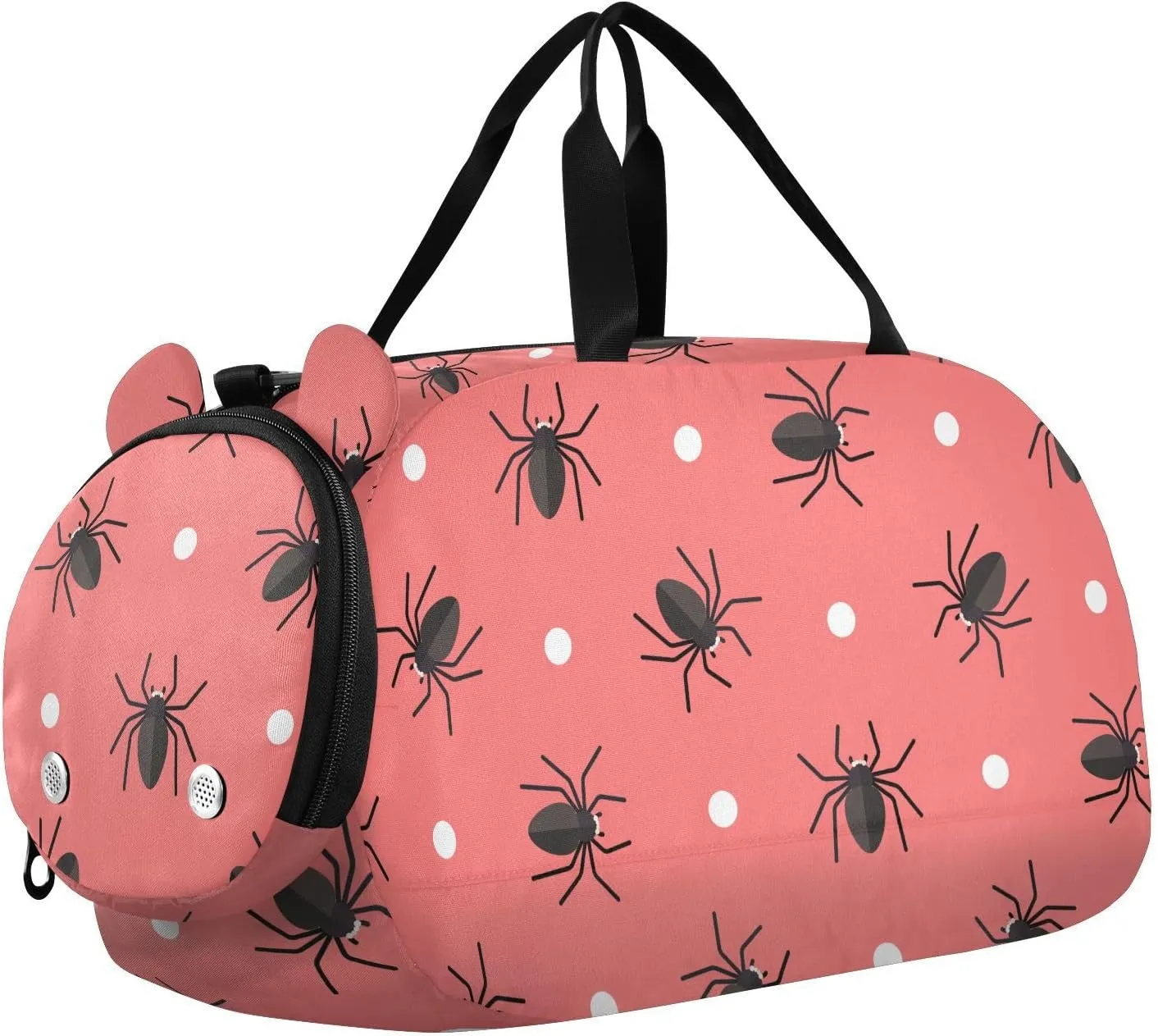 VIGTRO Spiders Circles Red Background Kids Overnight Travel Duffel Bag Sport Gym Bag for Boys Girls with Shoe Compartment, Carry On Weekender Luggage Bag for Dance Swim Yoga