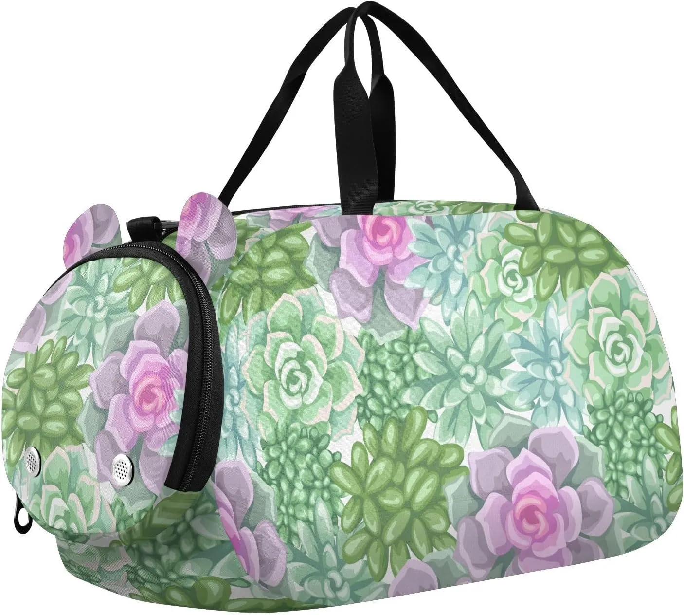 VIGTRO Succulent Colorful Plants Kids Overnight Travel Duffel Bag Sport Gym Bag for Boys Girls with Shoe Compartment, Carry On Weekender Luggage Bag for Dance Swim Yoga
