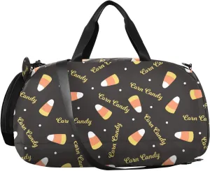 VIGTRO Sweet Colorful Corn Candy Kids Overnight Travel Duffel Bag Sport Gym Bag for Boys Girls with Shoe Compartment, Halloween Carry On Weekender Luggage Bag for Dance Swim Yoga