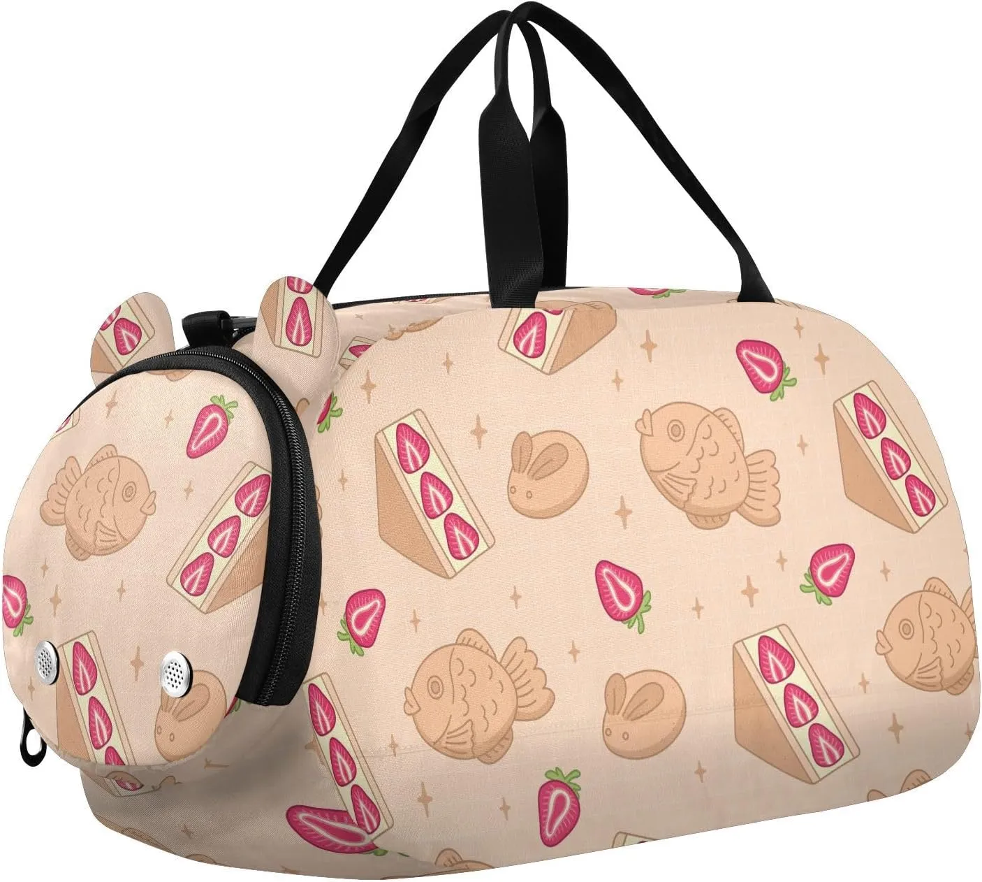 VIGTRO Traditional Japanese Sweets Kids Overnight Travel Duffel Bag Sport Gym Bag for Boys Girls with Shoe Compartment, Carry On Weekender Luggage Bag for Dance Swim Yoga
