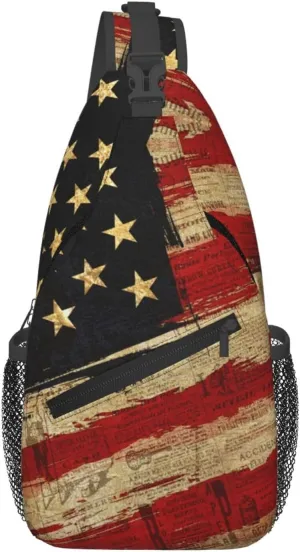 Vintage American Flag Sling Bag Lightweight Sling Backpack Crossbody Bag for Men Women Casual Shoulder Daypack Anti Theft Purse Crossbody Fanny Pack Travel Hiking Gym Sports