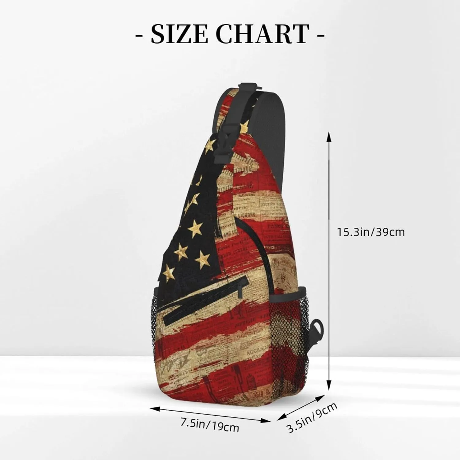 Vintage American Flag Sling Bag Lightweight Sling Backpack Crossbody Bag for Men Women Casual Shoulder Daypack Anti Theft Purse Crossbody Fanny Pack Travel Hiking Gym Sports