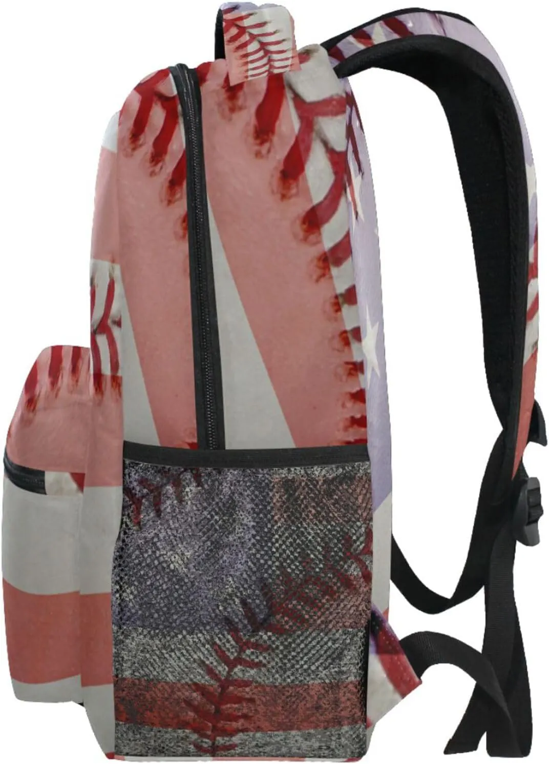 Vintage Baseball American Flag Backpacks USA Old Softball Sport School Travel Book College Shoulder Bag for Women Girls Men Boys