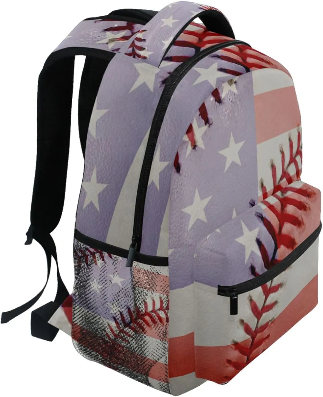 Vintage Baseball American Flag Backpacks USA Old Softball Sport School Travel Book College Shoulder Bag for Women Girls Men Boys