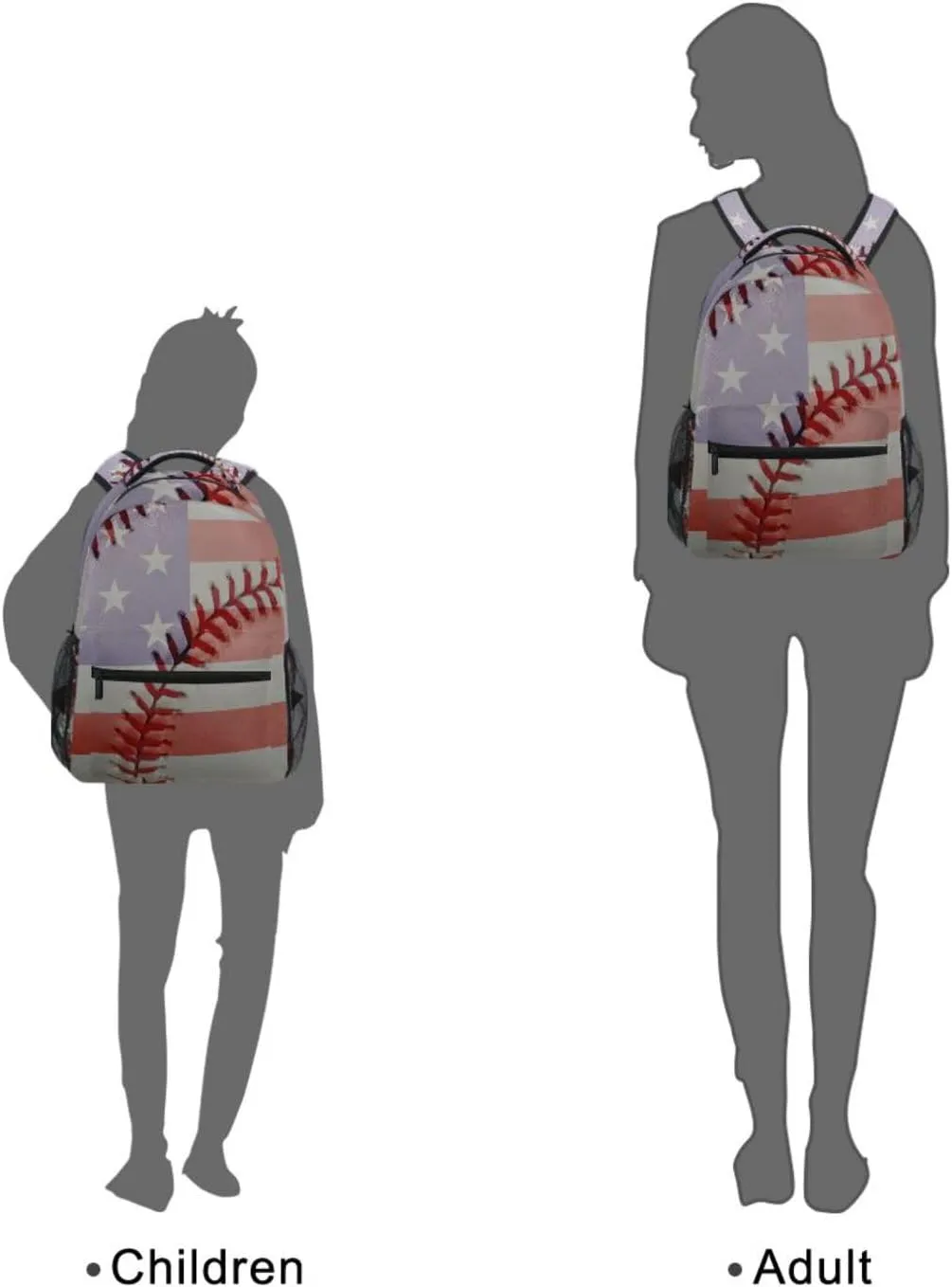 Vintage Baseball American Flag Backpacks USA Old Softball Sport School Travel Book College Shoulder Bag for Women Girls Men Boys